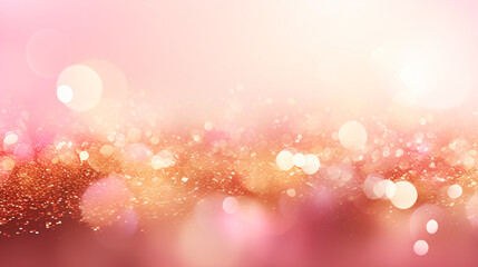 Pink background with sparkles and confetti. Selective focus.