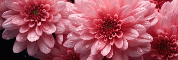 Chrysanthemum Blossom with Dew Drops Colorful Palette for St Valentines Day Theme Background