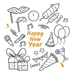 Obraz premium New year and birthday sketch set elements