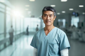 Operating room, medical team in action, Asian surgeon conducting surgery