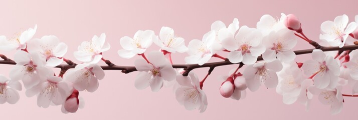 Close Up of White Cherry Blossoms with Soft Pastel Pink Hues for St Valentines Day Concept Background