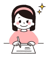 勉強をしている子供のイラスト。