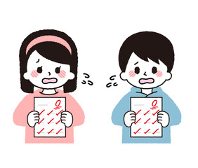 テストの結果。0点をとる子供。