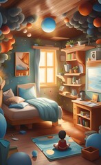 Transform Your Room with this Beautiful 3D Wallpaper Illustration Mural Painting, Generative AI