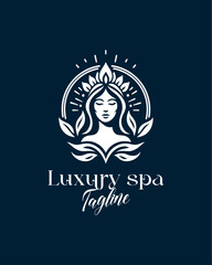 luxury feminine spa logo. This wellness-inspired design exudes sophistication and tranquility, making it the perfect symbol for beauty, relaxation, and holistic well-being