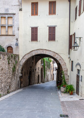 Fototapeta na wymiar Spoleto, Italy - one of the most beautiful villages in Central Italy, Spoleto displays a wonderful Old Town, with narrow streets and alleys 