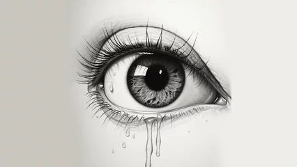 Foto op Aluminium black and white pencil drawing of a crying eye © Xabi