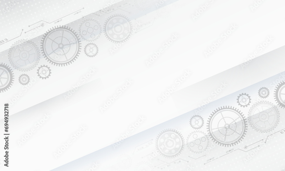Poster the mechanism consisting of gears on a grey background for the presentation. cogwheel for science ex