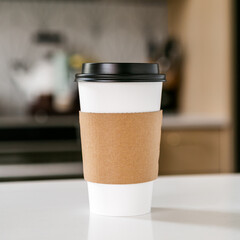 Trendy To-Go Coffee Cup on Counter