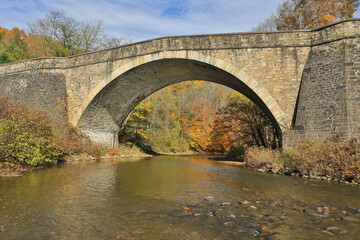 Fototapeta na wymiar The Casselman River Bridge in Fall
