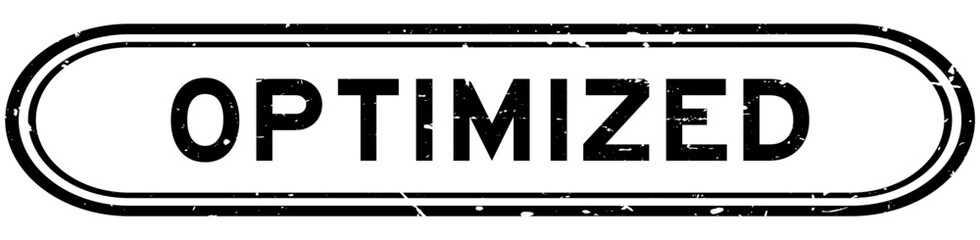 Grunge black optimized word rubber seal stamp on white background
