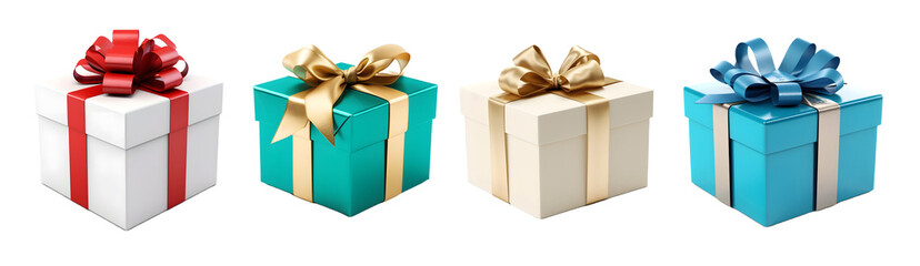 gift box isolated on a transparent PNG background, white background, Generative Ai