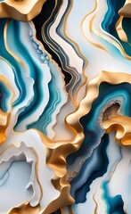 3d mural wallpaper. resin geode and abstract art, functional art, like watercolor geode painting . marble with golden lines, Generative AI - obrazy, fototapety, plakaty