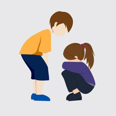 Boy and girl. a man is looking at a woman who is sad