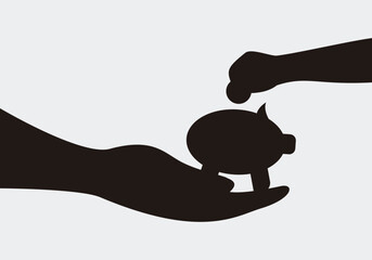 Educación financiera de padres a hijos. Enseñar a ahorrar. Un padre ofreciendo a su hijo una hucha para que introduzca monedas y ahorre