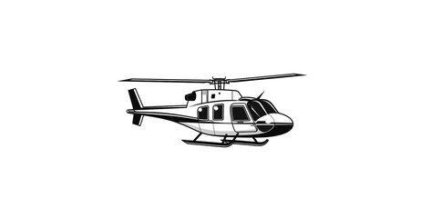 helicopter isolated on white background90s style vintage retro helicopter icon in black, military helicopter isolated on white, 