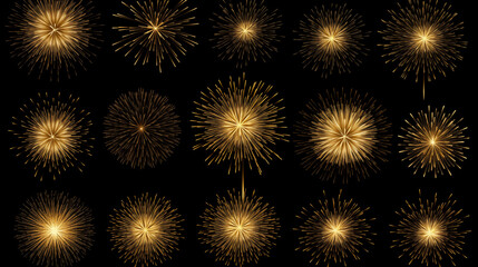 Naklejka premium Collection Set Amazing Beautiful firework isolated