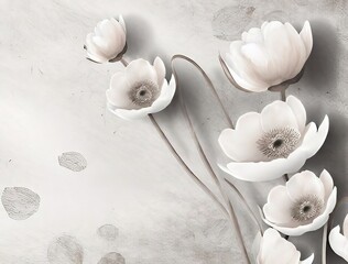 3d simple flowers in white background. modern flowers, Generative AI