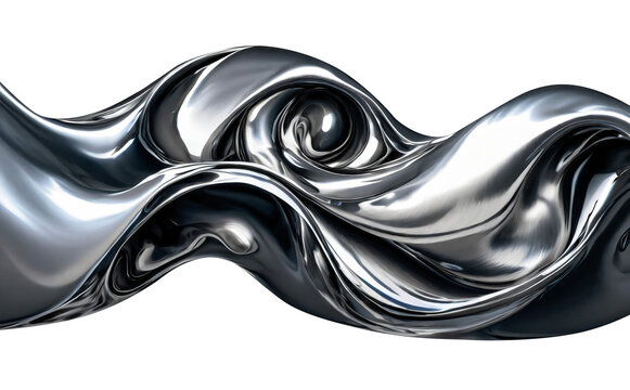 Liquid metal isolated on white. Chrome metallic fluid cut out.