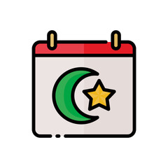 vector Islamic hijri calendar icon in simple colored outline style