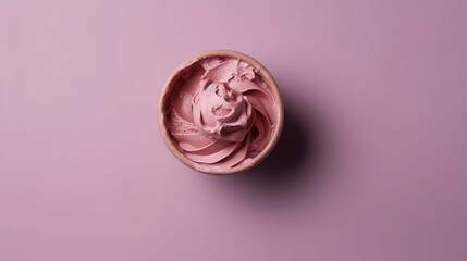 realistic top view ice cream in a creamic bowl - obrazy, fototapety, plakaty