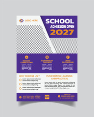  Kids School Admission Open Flyer Template and Pre-School Admission Advertisement Leaflet A4