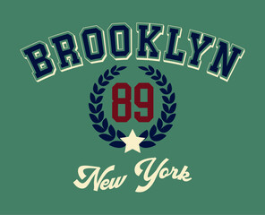 Typography college varsity Brooklyn state New York City slogan print with Rugby for graphic t-shirt or sweatshirt
