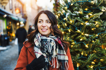 mature adult caucasian woman in the winter season