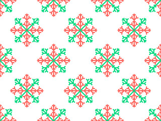 Snowflakes seamless pattern. Winter background with geometric snowflakes of different shapes. Christmas and New Year design for wrapper, banner and poster. Vector illustration