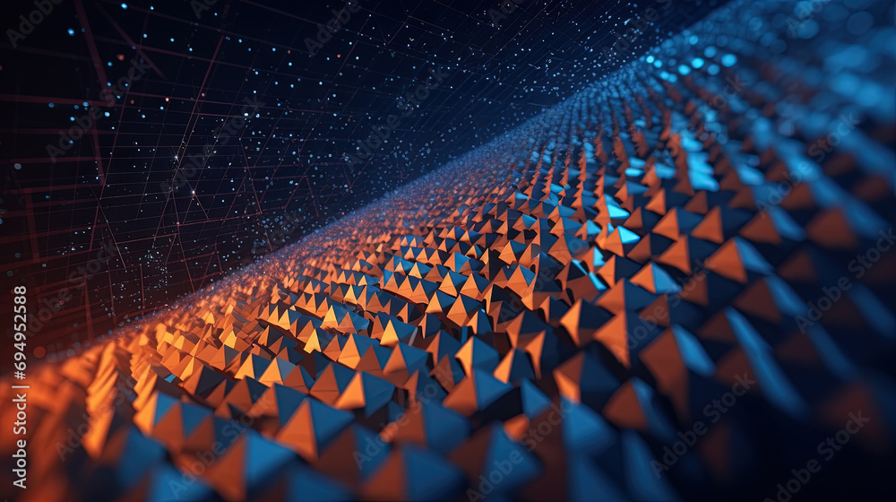 Aufkleber Abstract background with structure of neon triangles and technology style. Generated AI.