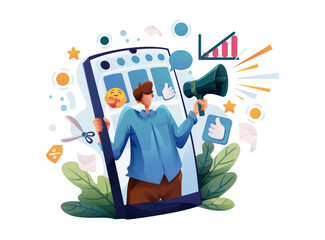 Business Promotional Marketing on social media illustration