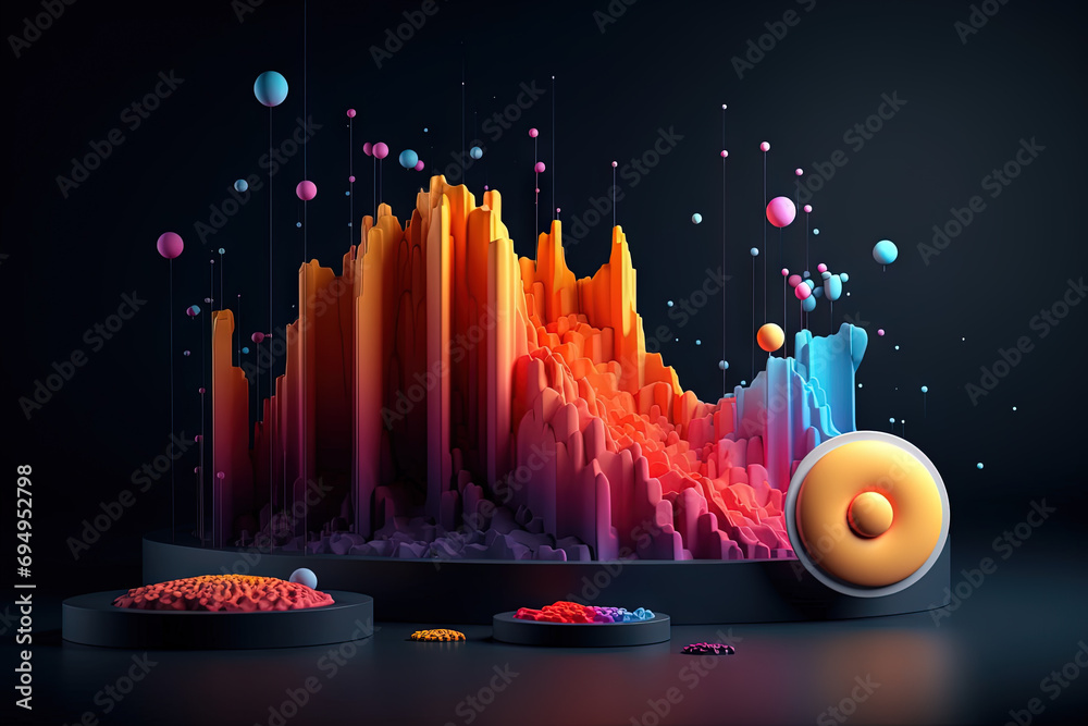 Poster Abstract business graph in mountain style. Data bars concept element for business. Generated AI.