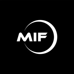 MIF letter logo design with black background in illustrator, cube logo, vector logo, modern alphabet font overlap style. calligraphy designs for logo, Poster, Invitation, etc. - obrazy, fototapety, plakaty