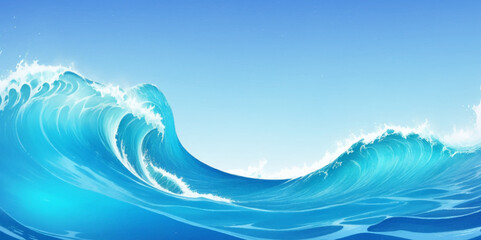 Fototapeta na wymiar Abstract blue and white water ocean wave and curved line background. Blue wave with liquid fluid ocean texture. Ocean wave banner background.
