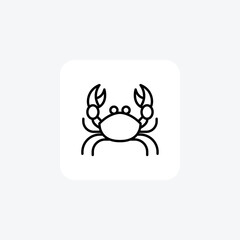 Crab vector line icon, outline icon, pixel perfect icon