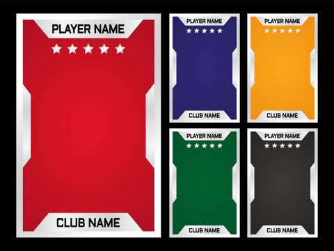 Card border game with solid color background, for soccer players, hockey players and game characters