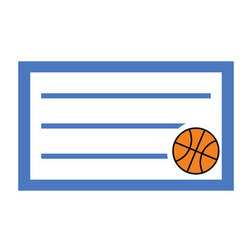 An empty frames for photos with basketball ball. Identity sticker on a white background. Vector illustration. Label name sticker design. Printable template sticker name for your book
