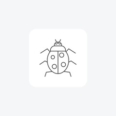 Ladybug thin line vector icon, outline icon, pixel perfect icon