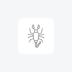 Scorpion thin line vector icon, outline icon, pixel perfect icon