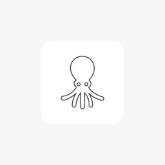 Octopus thin line vector icon, outline icon, pixel perfect icon