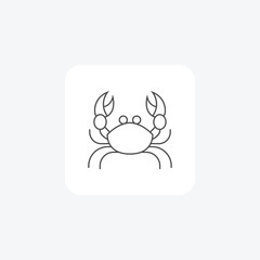 Crab thin line vector icon, outline icon, pixel perfect icon