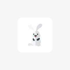 Rabbit flat color vector icon, pixel perfect icon