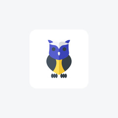 Owl flat color vector icon, pixel perfect icon