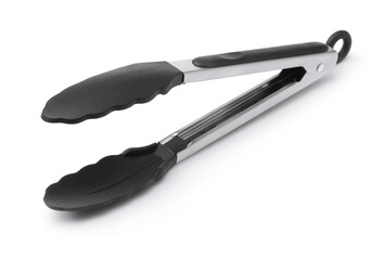 Steel kitchen tongs with heat resistant silicone tips
