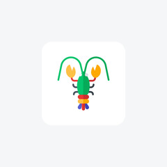 Lobster flat color vector icon, pixel perfect icon