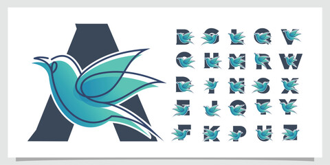 Set letter logo design simple concept Premium Vector - obrazy, fototapety, plakaty