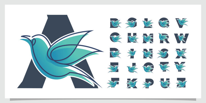 Set letter logo design simple concept Premium Vector