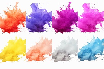 Collection set of different color big splashes isolated on white background