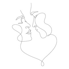 couple in romance scene continuous one line drawing