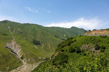 Georgia landscapes of the Georgian military road on a sunny autumn day